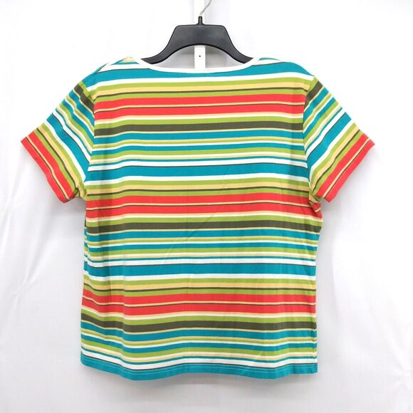Sag Harbor Sport Shirt Womens Size XL Multicolor Striped Short Sleeve Top - Picture 3 of 8